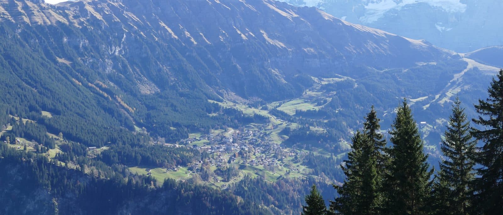 Wengen above the Lauterbrunnen valley, with the Eiger, Mönch and Jungfrau.